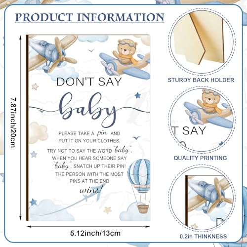 Image of Patelai 321 Airplane Baby Shower Decorations Games Supplies Little Explorer Landing Soon Baby Shower Games Don't Say Sign for Airplane Plane Theme Gender Reveal 1st Birthday Party Decorations Supplies