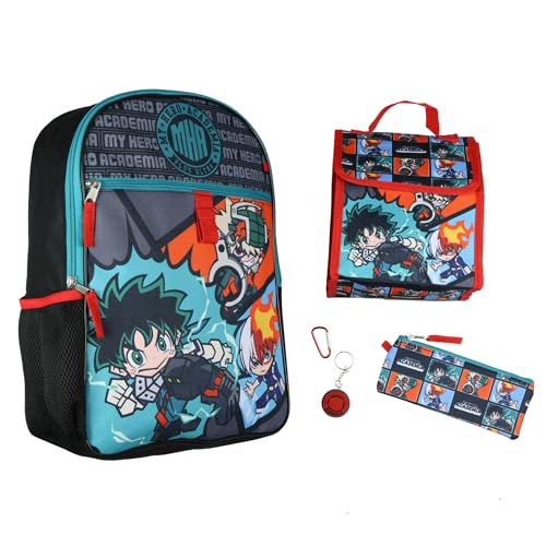 Bioworld My Hero Academia Backpack Deku Shoto Bakugo Kawaii Chibi 5 Piece Set School Bag