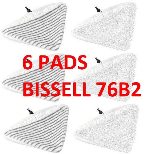 Bissell 6 Pack Steam Mop Select Replacement Pads, 2 pk, 76B2A Fit 94E9 Compatible