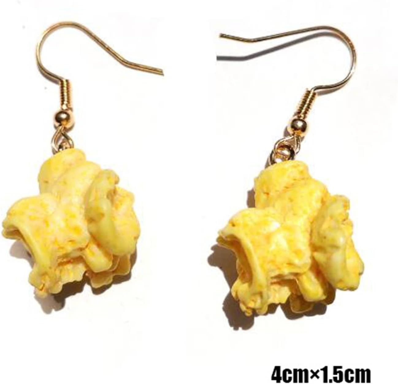 Popcorn Earrings for Women Personality Funny Cute DIY Handmade Resin White Yellow Simulated Sweet Corn Popcorn Food Drop Dangle Weird Earrings Jewelry Gifts - Image 2