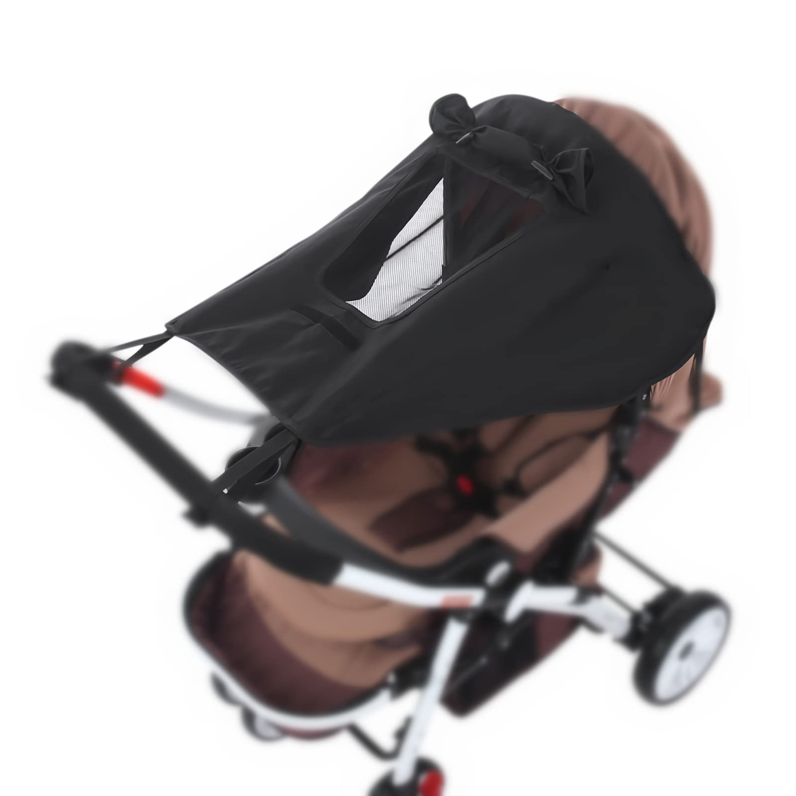Baby Strollers Awning Sunshade with Viewing Window for Pram Pushchair Buggy Carrycot Stroller Waterproof Windproof Sun Sail UV Protection Screen Pram Netting Cover,Black