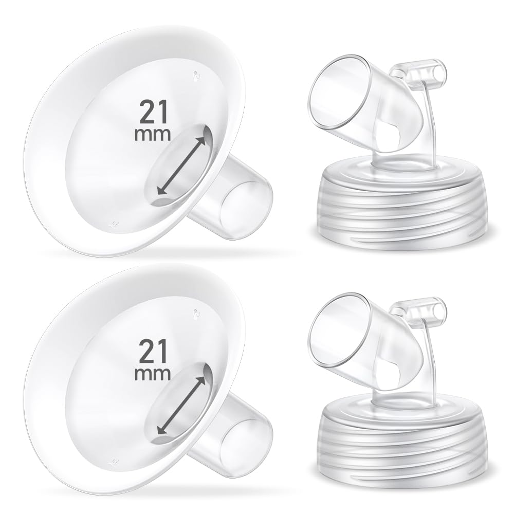 2 Packs 21mm Flange Set, Updated Soft Rim Shield and Wide Mouth Base Connector Pump Parts for Spectra S2 Spectra S1 9 Plus Breastpumps Accessories,