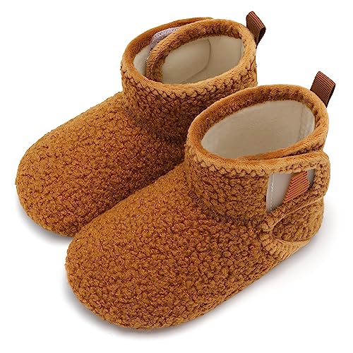 BARERUN Toddler Slippers Girls Boys House Shoes Baby Winter Booties Plush Cozy Kids House Slipper Warm Lightweight Infant Walking Shoes Socks