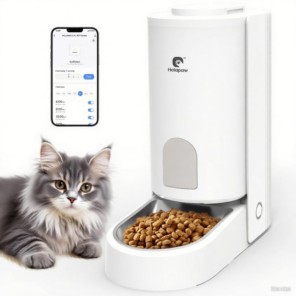 Automatic Cat Feeder - 2.4G WiFi Cat Food Dispenser, 3.7L Timed Pet Feeder with APP Control for Remote Feeding, 1-10 Meals per Day for Small Dog Kitten Indoor, Detachable for Cleaning