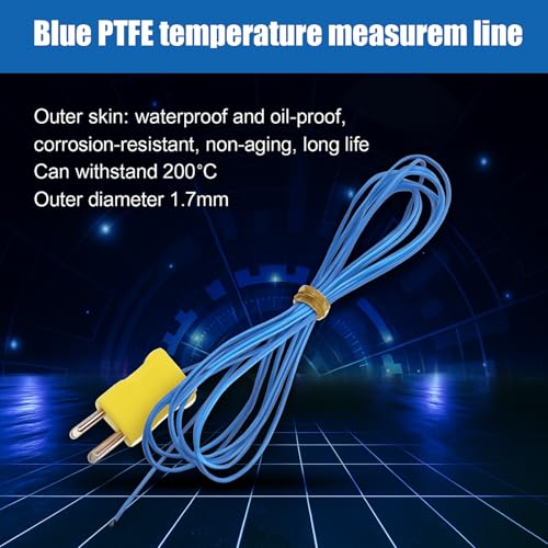 Image of 2 Meter K-Type Temperature Sensor Mini-Connector Probe Sensor Temperature Sensors Measure Range -40 to 400 Degrees Celsius (-104 to 752 Degrees Fahrenheit) for Thermocouple Sensors(5 Pieces)