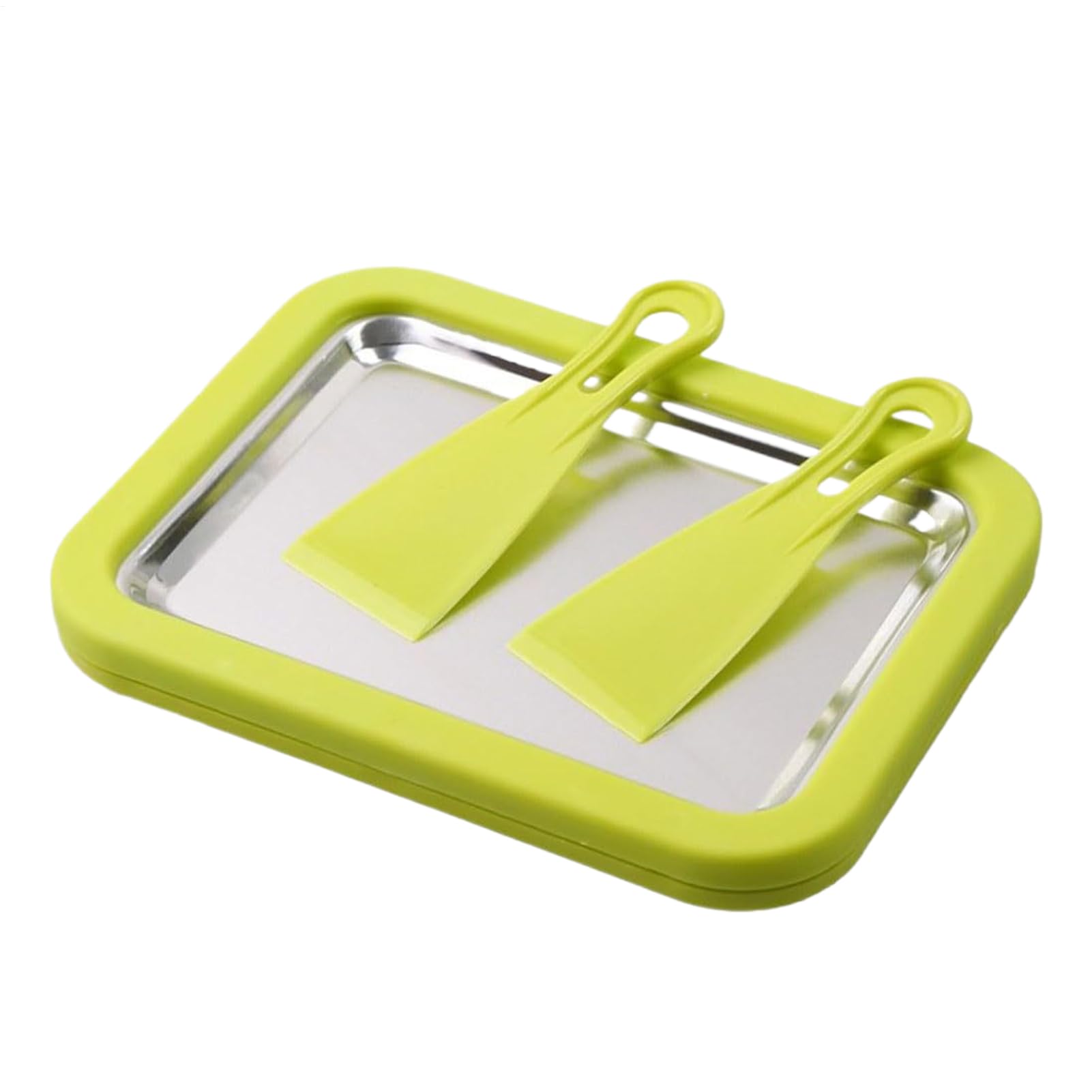Kit Para Hacer Helados Enrollados En Casa, Sin Necesidad De Energía, 22x17,5x3,5 Cm, Tabla Para Postres Congelada Con 2 Raspadores, Frío Para Helado, Construcción De Acero Inoxidable, Para Postr