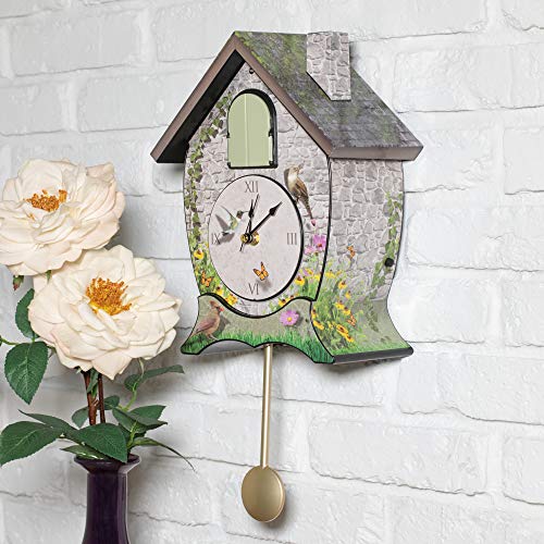 Mark Feldstein & Associates CKGC Mark Feldstein Garden Cottage Singing Cardinal Tabletop Wall Sound Cuckoo Clock 14X10 thumb #1