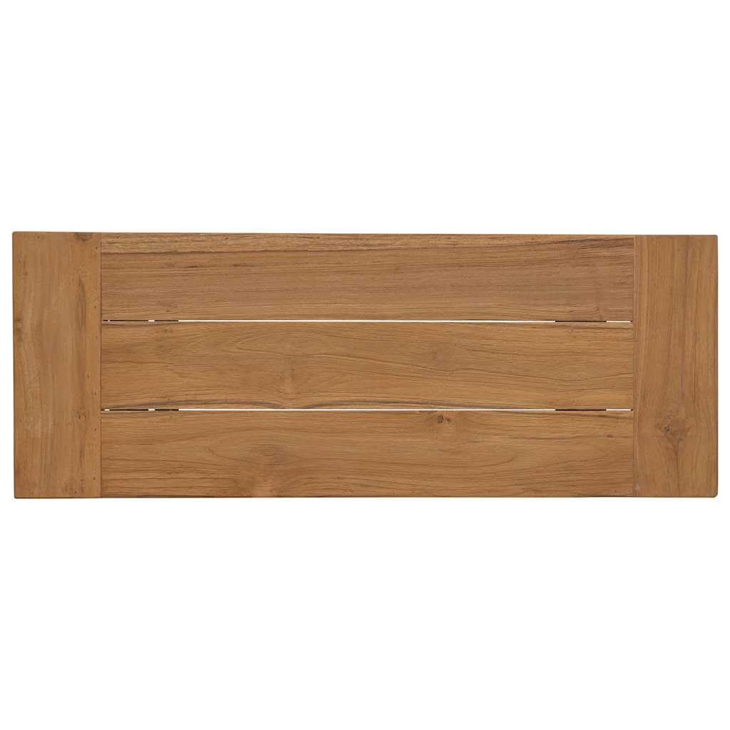 Ławka 80 cm, lite drewno tekowe z lakierowanym na czarno metalowym stelażem, ławka do siedzenia do jadalni, kuchni, korytarza, solidne drewniane wzornictwo w stylu wiejskim, zajmuje mało