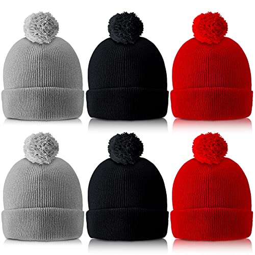 6 Pieces Men Women's Knit Pom Beanie Knit Hat...