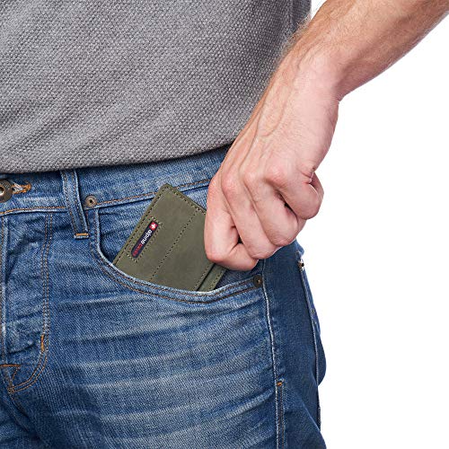 Image of Alpine Swiss RFID Minimalist Oliver Front Pocket Wallet For Men Leather Comes in a Gift Box, Nubuck Tan, One Size, Front Pocket Wallet