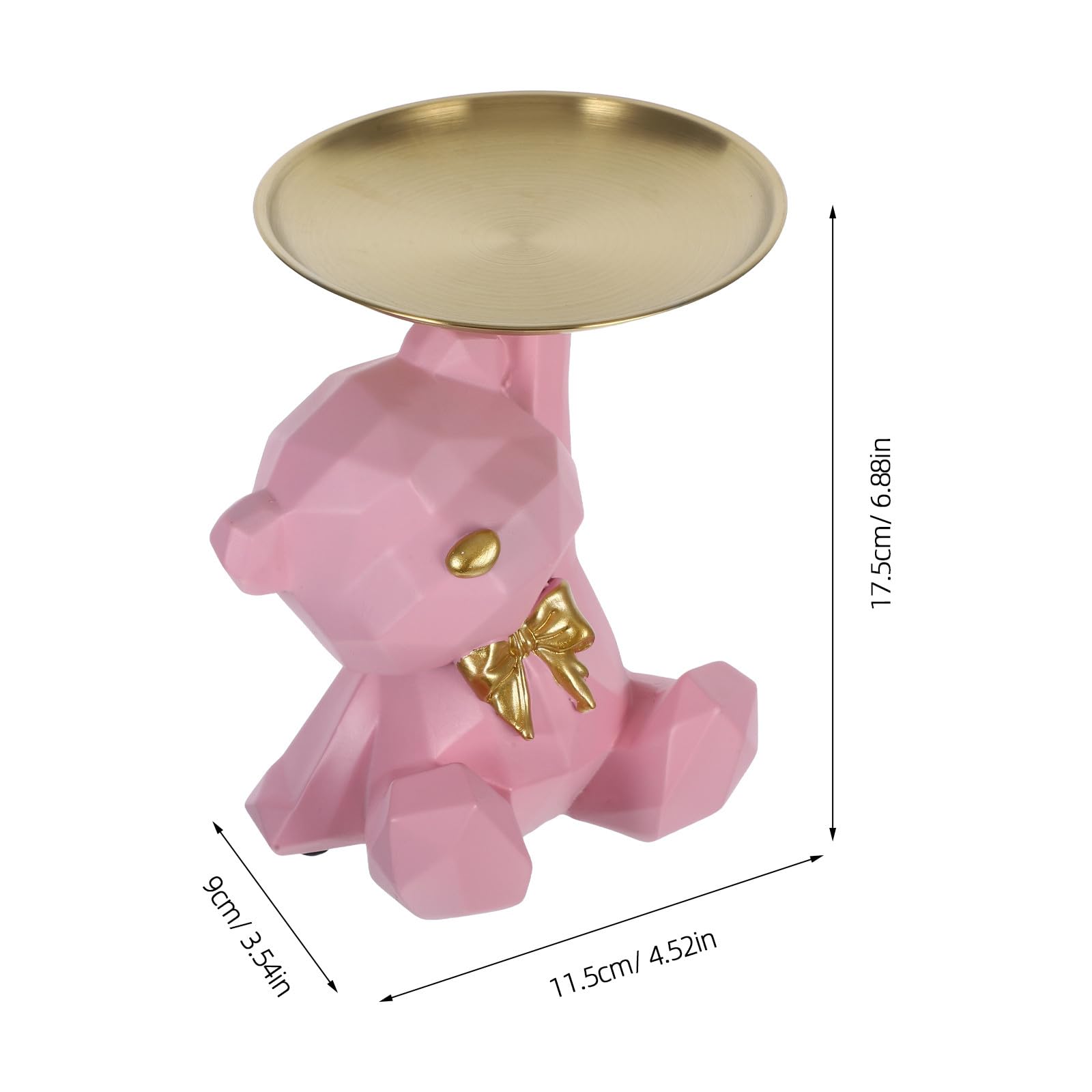 Luxshiny Statuetta Orso Geometrico Vassoio Portachiavi per Ingresso e Soggiorno, Portaoggetti Decorativo in Resina Durevole per Scrivania e Casa