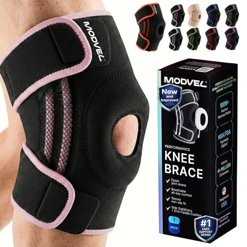 Image of Modvel Knee Brace with Side Stabilizers & Patella Gel Pads for Pain Relief and Joint Support Breathable, Non-Slip Compression Sleeve for Men & Women, Arthritis, Meniscus, ACL Recovery
