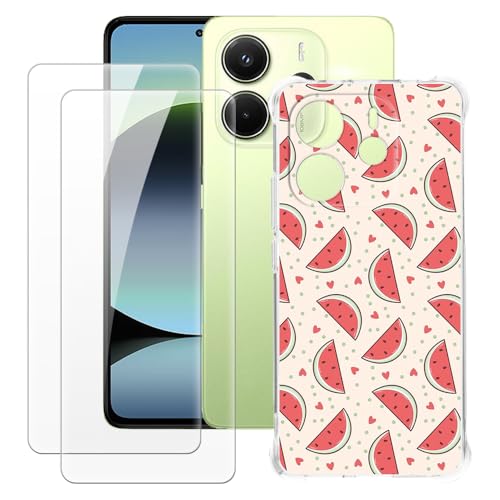 OAGELIM Funda hecha para Xiaomi Redmi Note 14 4G de 164 mm + 2 protectores de pantalla de vidrio templado, ultrafina, a prueba de golpes, funda de silicona TPU suave para Xiaomi Redmi Note 14 4G 164