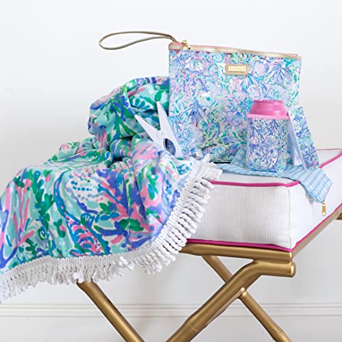 Lilly Pulitzer Water Resistant Vinyl Beach Day Pouch, Zipper Bag Includes Drink Hugger, Small Pouch, and Towel Clips4