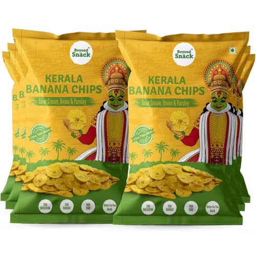 Image of Beyond Snack Nendran Kerala Banana Chips | Sour Cream Onion Parsley | Thin Crunchy Crispy Snack |600g (100g*6packs)