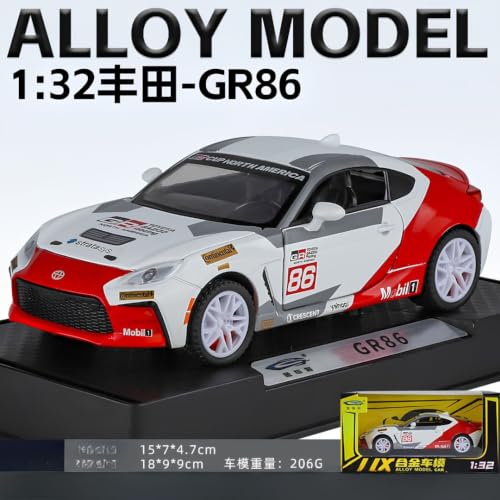Image of Toyota GR86 Die Cast Metal Toy Car 1:32 Scale with Light & Sound, Pull Back Action, Openable Doors, Hood & Trunk, Collectible Sports Car Model for Kids & Adults