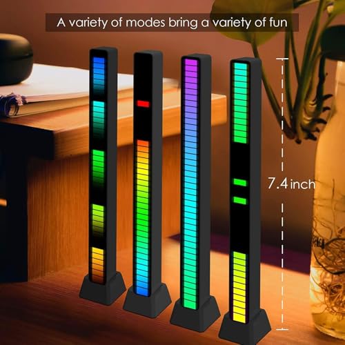 Image of Sound Reactive LED Rhythm Light Bar with Music Sync, RGB Acrylic Ambient Light, Beat Synchronized Visualizer for Gaming Setup, Party, Home & Studio Decor (Black)