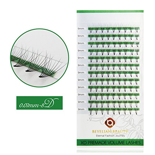 BEYELIAN Premade Ultra Volume Eyelash Extensions 8D 0.07mm 9mm C Curl Express Cluster Lash Extensions