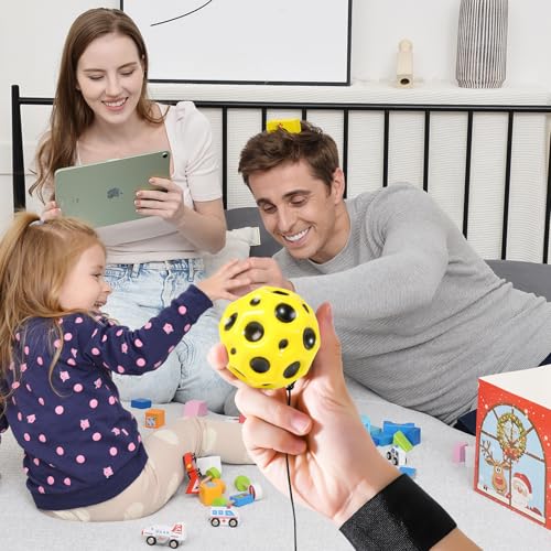 4 Stück Wurfball mit hohem Rückprall, Handgelenkball mit Seil, elastischer Handgelenkball, Rückprallball zum Training der Reaktionsfähigkeit, Hand-Auge-Koordinationstrainingsgerät für Fußball