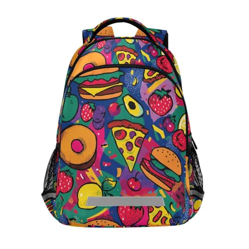 Vibrant Colors Pizza Fruit Burger backpacks for kids school with large bookbag for child mochilas escolares para ni?as de 10 a?os