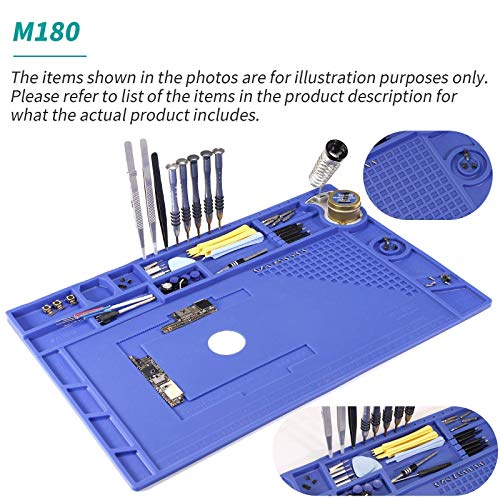Image of YIHUA 853D 2A USB Professional Soldering Rework and Power Supply Station bundle with 17.32 inch x 12.20 inch M180 Electronic Repair Mat with Iron Holder, Soldering Cleaning Kit, and Accessories (26 Items)