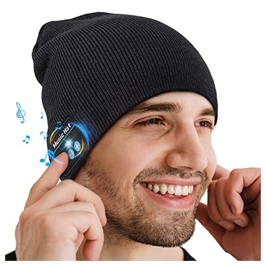Bluetooth Beanie-Mens Gifts Bluetooth Hat Women's Slouchy Skull with Detachable Built-in Mic and HD Stereo Speakers for Hands-Free Call, Wireless Headphone Beanie for Music,Running, Skiing