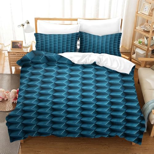 Housse de couette en microfibre douce géométrie 3D parure de lit double Premium - 3