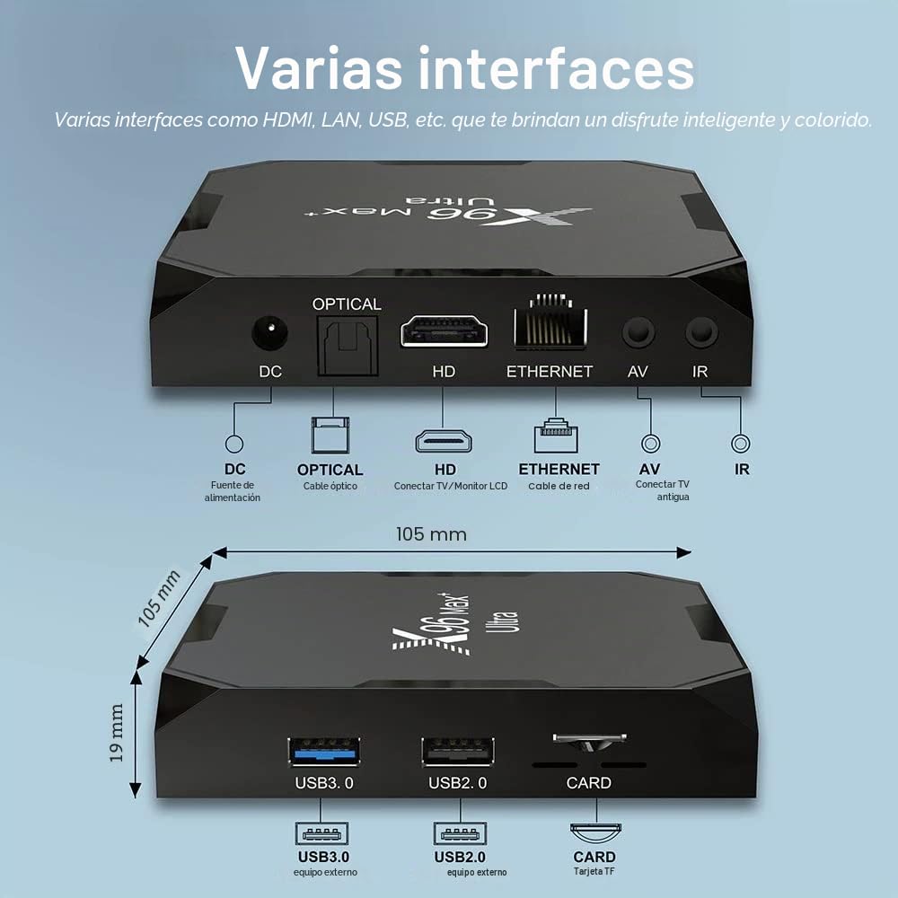 X96 Max Plus Ultra TV Box Android 11 Amlogic S905X4 4 GB 32 GB soporte AV1 8 K Dual WiFi BT con teclado i8