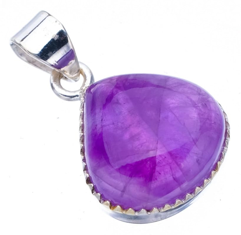 Pendentif améthyste véritable bijoux artisanaux argent 925 femme 3cm