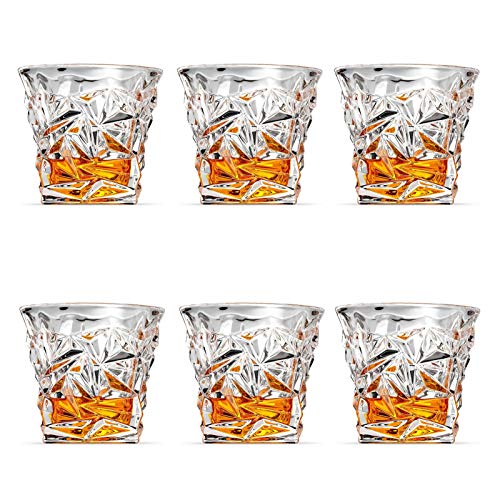 NBSXR Whiskey Glass, Crystal Whiskey Glasses, Bourbon Glasses, Rocks Glasses, Scotch Glasses Personalized, Old Fashioned Glass, Set 6, 10oz