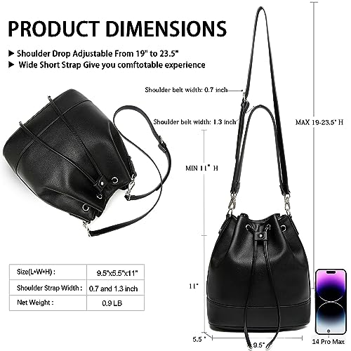 Bolso de cuero AFKOMST tipo bucket y bandolera para mujer miniatura 6