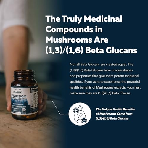 MycoMax Mushroom Complex - 70% Beta Glucans, Max Potency Mushroom Supplement, US Grown + Ultrasonic Extraction - Lions Mane, Cordyceps, Reishi & More - Cognition, Immunity, Energy - 60 capsules - Image 5