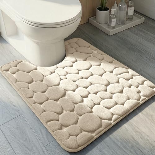 YIHOUSE Memory Foam Bath Mat Cobblestone Bathroom Rugs Super Water Absorbent Bath Mats for Bathroom Machine Washable Bath Rugs(20 x 24,Khaki) - image 1