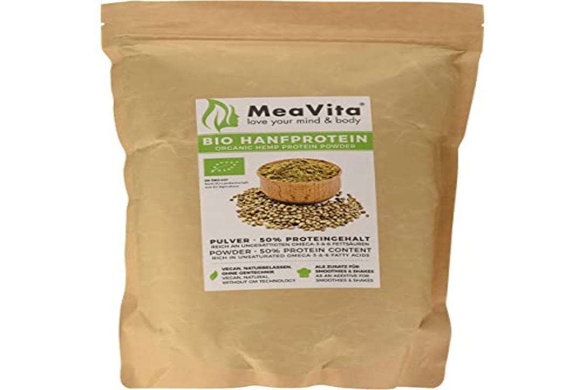 MeaVita Meavita Organic Hemp Protein Powder, 50% di Proteine, 1 Confezione (1 X 1000G) - 1000 g