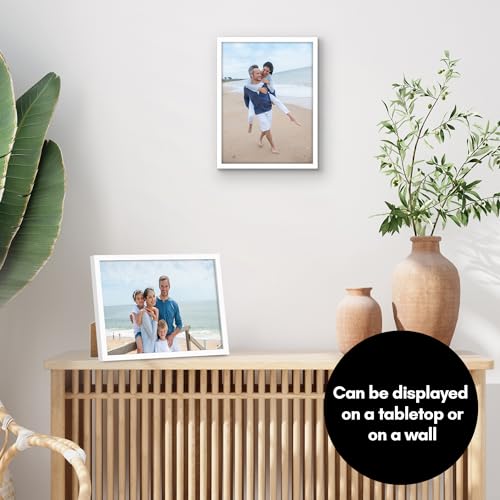 Americanflat 9x12 Picture Frame with Shatter-Resistant Glass - Streamline Collection - Thin Border Photo Frame for Tabletop and Wall Display - Hanging Hardware and Easel Stand Included - White