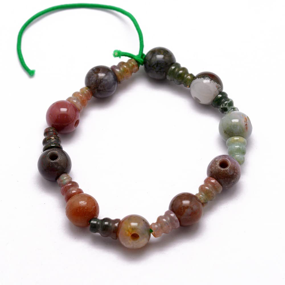 EEE ELECRELIVEEEE ELECRELIVE 10 Sets Natural Stone Buddhist Mala Guru Bead Set 10mm 3 Hole Gemstone Indian Agate Energy Stone Prayer Bead for Mala Bracelet Rosary Necklace Jewelry Making