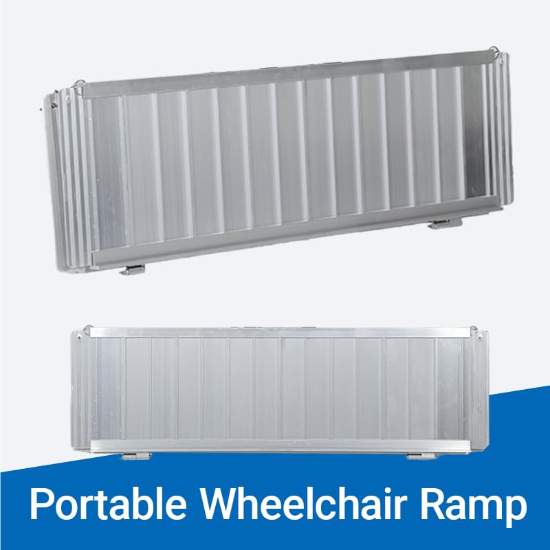 Aluminiowa składana rampa dla wózków inwalidzkich – nośność 362 kg, antypoślizgowy dostęp na schody, wózek, wózek dziecięcy, 4-składana konstrukcja do wejścia do domu i pomoc w poruszaniu się