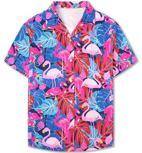 Image of SANGTREE Girls & Women's Hawaiian Shirts Button Down Short Sleeve Floral Tropical Shirt Beach Vacation Blouse Tops
