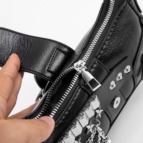 Image of Cute Y2k Purse for Women, Star Embroidery Pattern with Chain Strap Shoulder Bag, Goth Style Cute Mini Purse