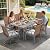 YITAHOME 7-Piece Patio Furniture Set, Outdoor Wicker Conversation Dining Furniture with 6 Chairs, Soft Cushions and Imitation Wood Grain Dining Table for Backyard, Balcony and Garden