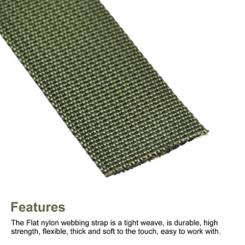 Image of MECCANIXITY Flat Nylon Webbing Strap 1 Inch 10 Yards Olive for Backpack, Luggage-rack