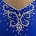 ZYDANC Blue,12_15Years,V-Neck Skating Competition Dancewear Figure Skating Gymnastics Dresses Handmade Ice Skating Performance Costumes
