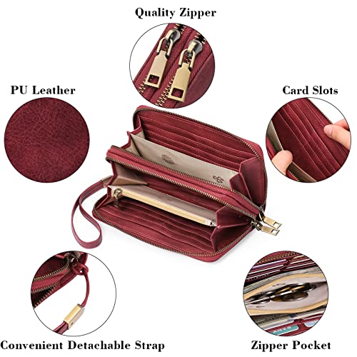 Image of GAEKEAO RFID Leather Wristlet Wallet for Women with Grip Strap
