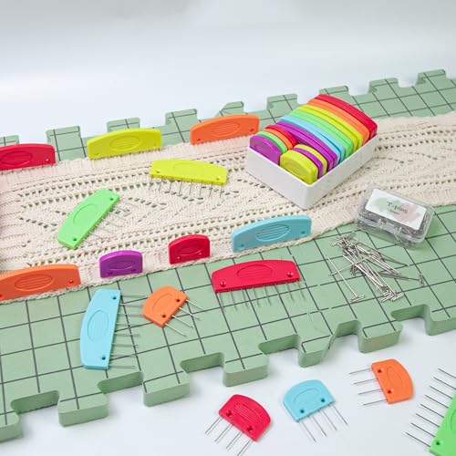 Niugrecf KNIT001 20Pcs/Set Colorful Knit Blocking Pins Kit, Knitting Blocks Combs For Blocking Knitting, Crochet, Lace Or Needlework Projects, Use With Blocking Mats For Knitting Pads thumb #5
