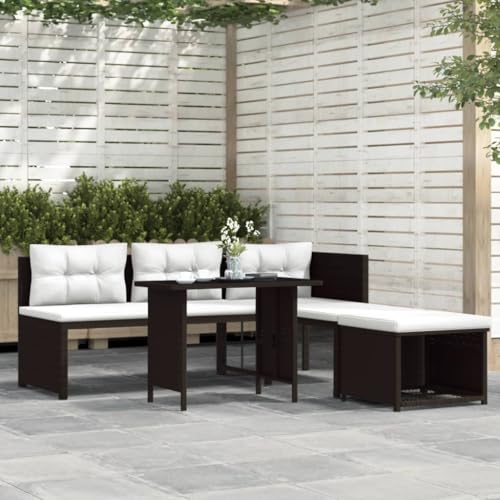 ZQQLVOO Conjunto de Muebles de jardín Mesa y sillas para terraza Set de Muebles de Exterior Set de Muebles de jardín 4 Piezas ratán sintético marrón