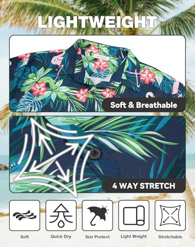 Image of Yoimira Hawaiian Shirts for Men, Print Mens Casual Short Sleeve Button Down Shirts Floral Aloha Beach Shirt