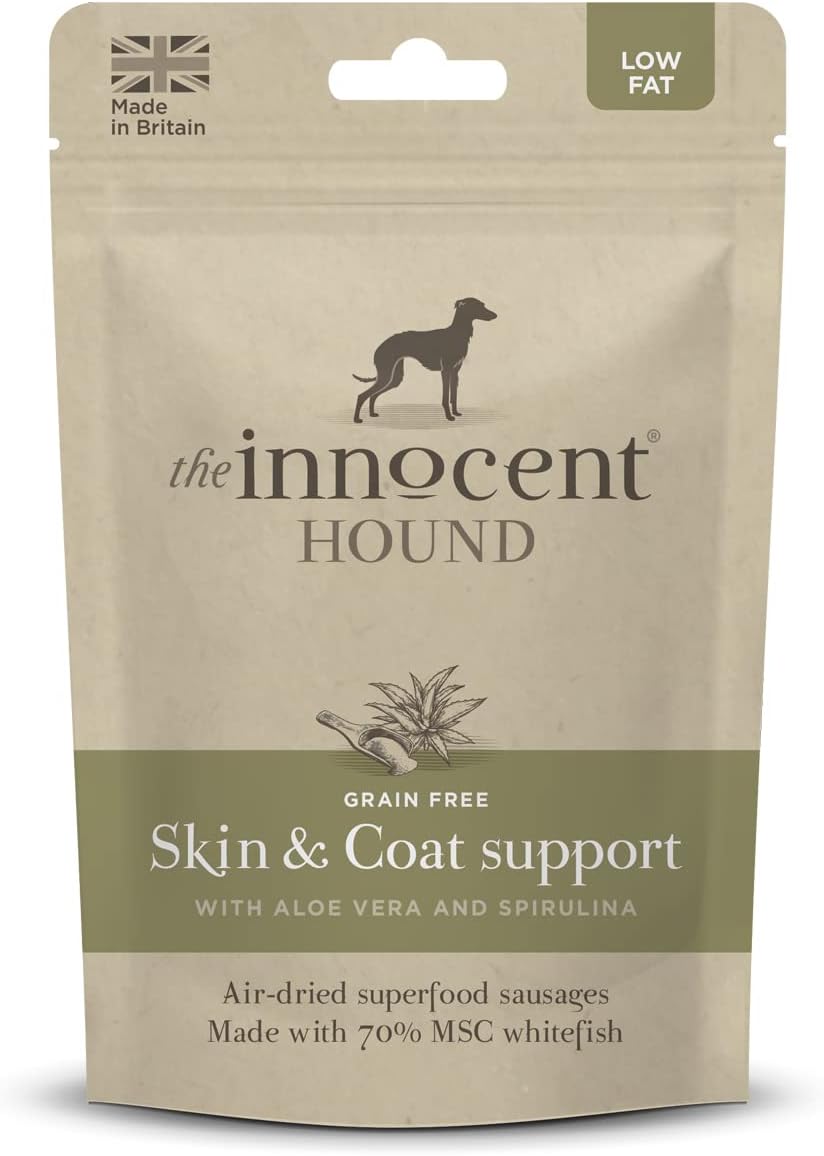 The Innocent Hound Skin and Coat Support Sausages with Aloe Vera and Spirulina, 10-Piece, Transparent
