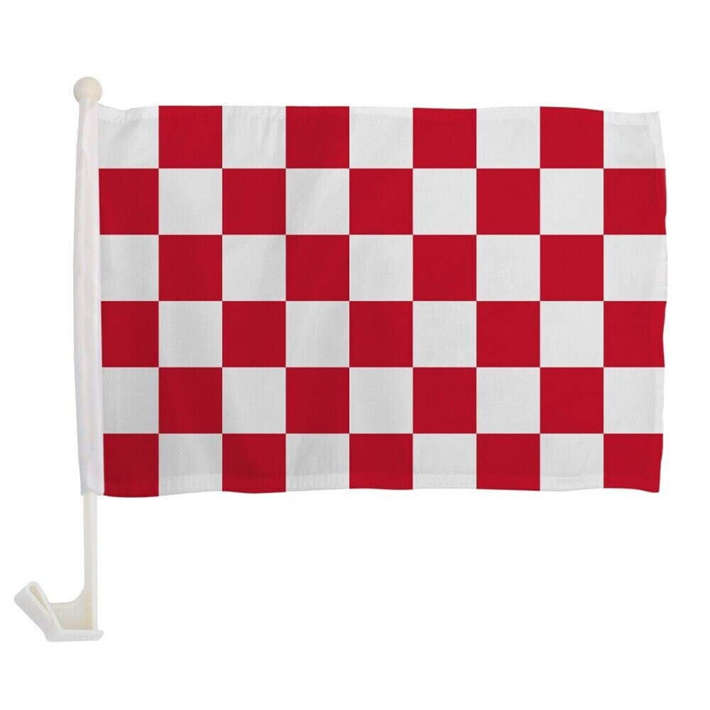CHECKERED Car Flag RED AND WHITE Welcome Car Window Flag 100D