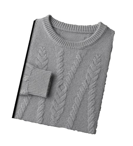 Men's O-Neck Sweater Thick Autumn Winter Cashmere Twist Flower Textured Pullovers Business Tops
