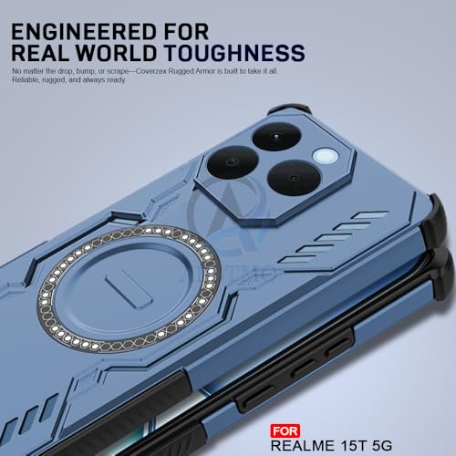 Image of AESTMO Back Case Cover for Realme 15T 5G | Magnetic Case with Built-in Metal Ring | Compatible with MagSafe Accessories | Shockproof Hybrid (PC + TPU) (Blue)